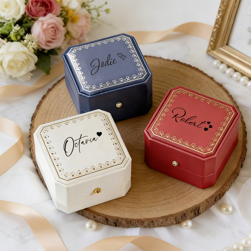 Wedding Zone - Boîte à bague personnalisée en similicuir