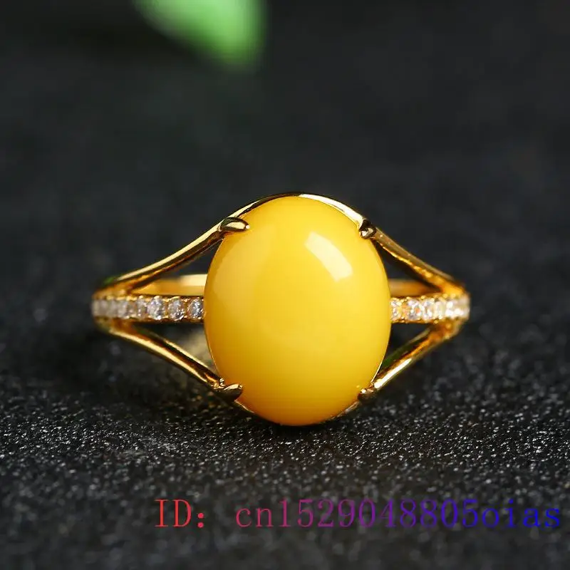 Wedding Zone - Bague en ambre jaune, breloque porte-bonheur,