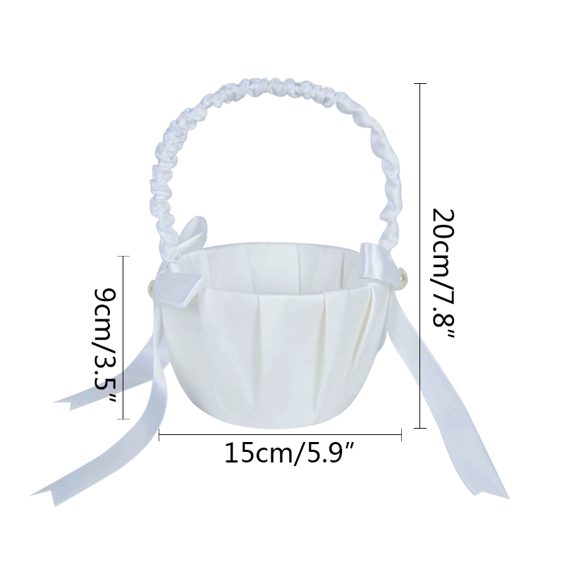 Panier de fleurs blanc en soie - Flower Girl Basket avis et prix