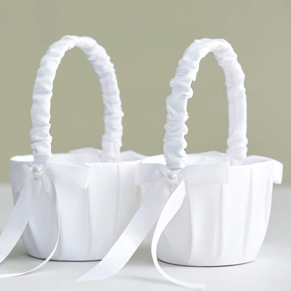Panier de fleurs blanc en soie - Flower Girl Basket avis et prix